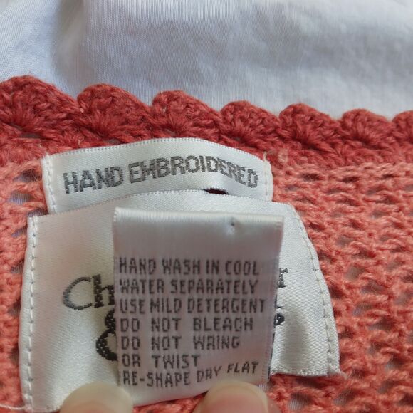 Christopher & Banks Loose Knit Crochet Cardigan Dragonfly Embroidered Women XL - Picture 7 of 12